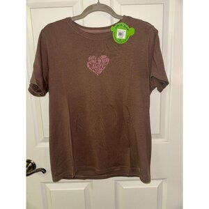 NWT Life Is Good Womens Tee "Take Your Love" Brown Size M